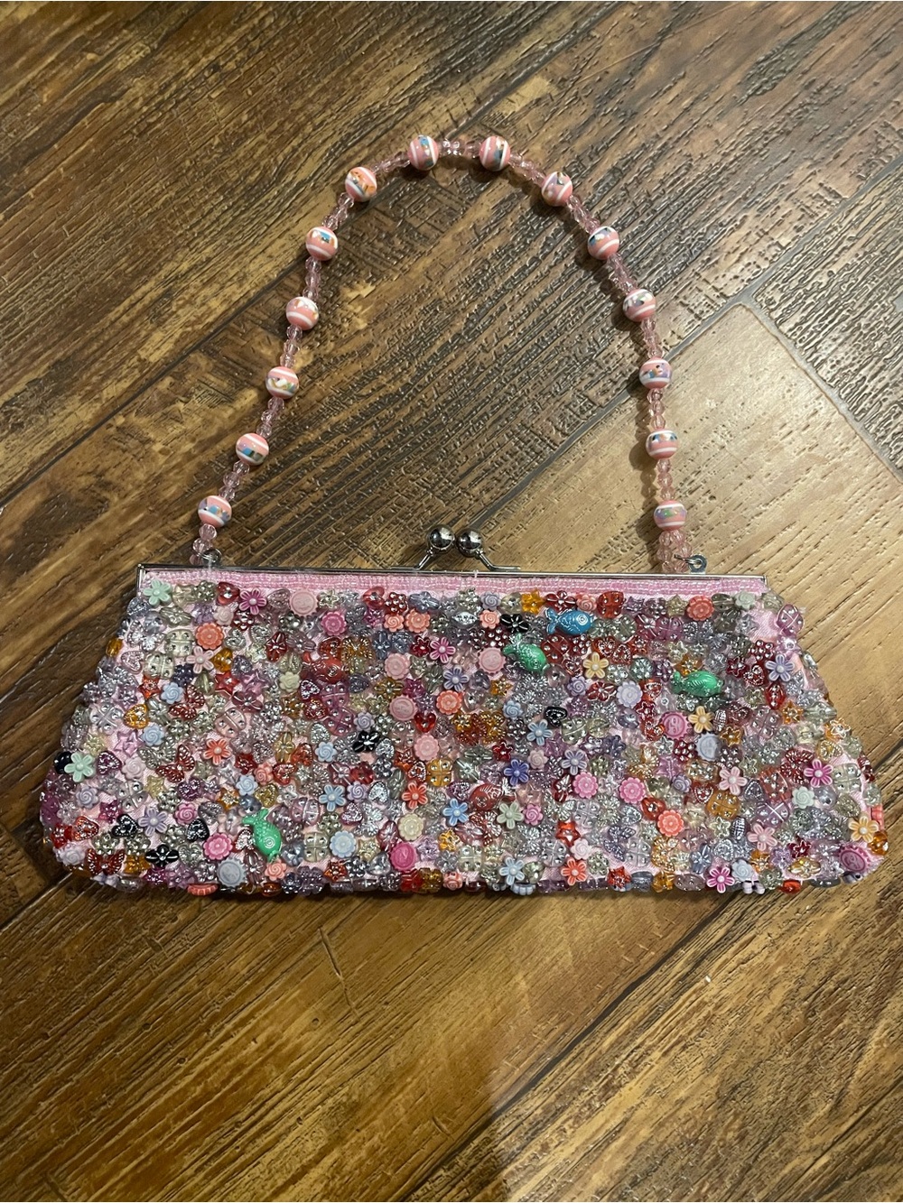 Vintage Pink Beaded Clutch Purse